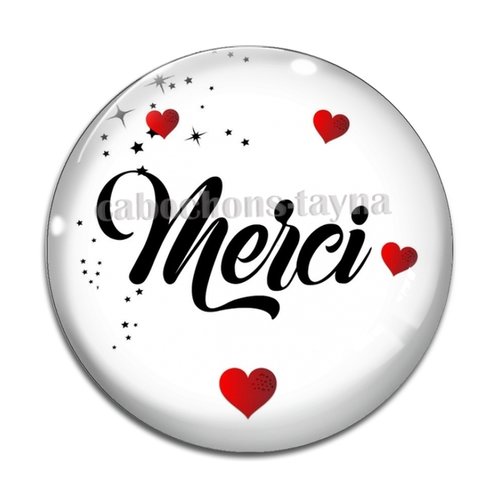 Cabochon merci, cabochon résine ou verre rond différente taille