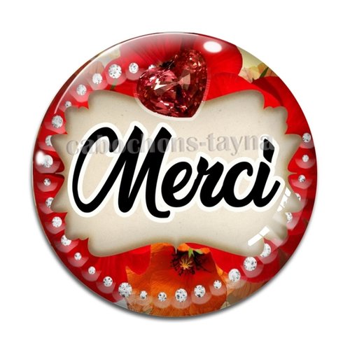 Cabochon merci, cabochon résine ou verre rond différente taille