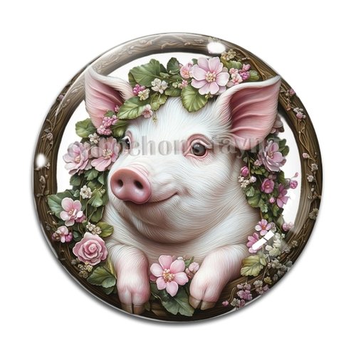 Cabochon cochon, cabochon résine ou verre rond différente taille