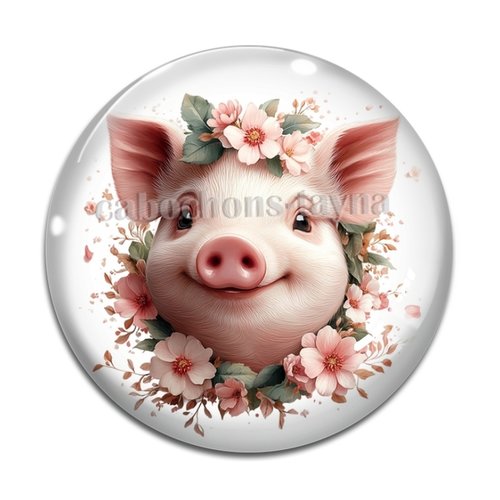 Cabochon cochon, cabochon résine ou verre rond différente taille