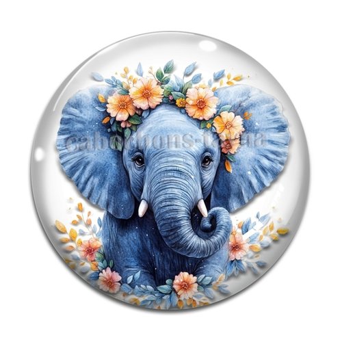 Cabochon éléphant, cabochon résine ou verre rond différente taille