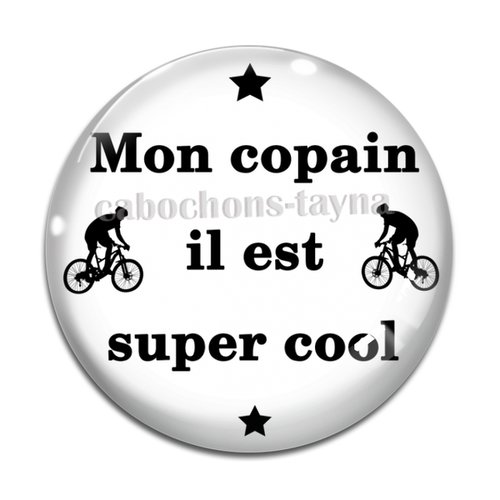 Cabochon un copain super cool, en résine ou en verre différente taille