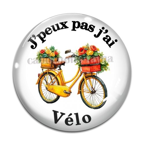 Cabochon j'peux pas j'ai vélo, en résine ou en verre différente taille