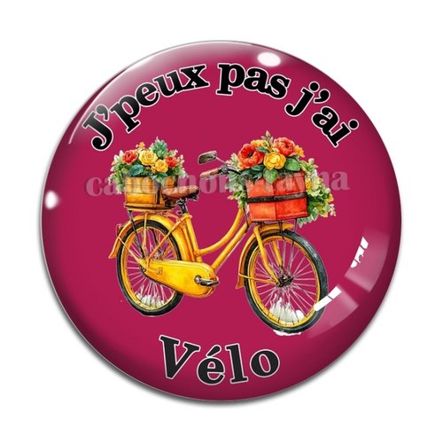 Cabochon j'peux pas j'ai vélo, en résine ou en verre différente taille