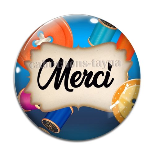 Cabochon merci, en résine ou en verre différente taille