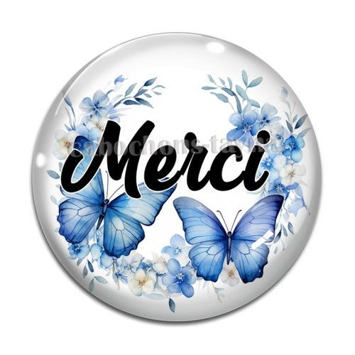 Cabochon merci, en résine ou en verre différente taille
