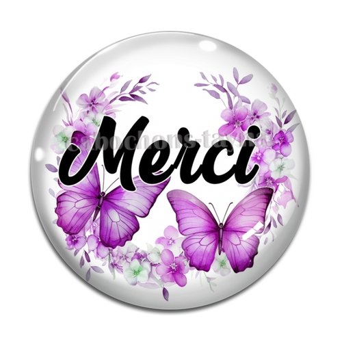 Cabochon merci, en résine ou en verre différente taille