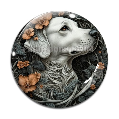 Cabochon chien, en résine ou en verre différente taille