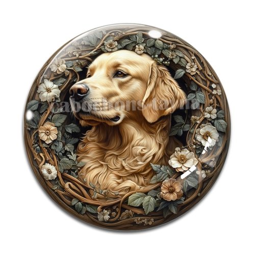 Cabochon chien, en résine ou en verre différente taille