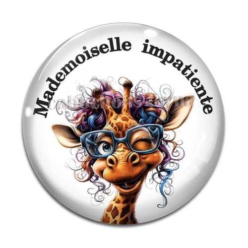 Cabochon mademoiselle impatiente, en résine ou en verre différente taille