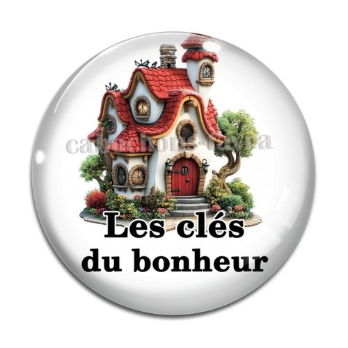 Cabochon les clés du bonheur, cabochon résine ou verre rond différente taille