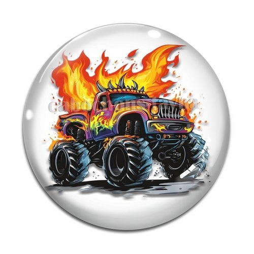 Cabochon monster truck, en résine ou en verre différente taille