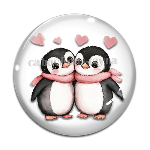 Cabochon pingouin, en résine ou en verre différente taille