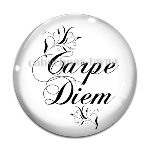 Cabochon carpe diem, cabochon résine ou verre rond différente taille