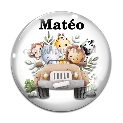 Cabochon personnalisable prénom, cabochon animaux enfant, résine ou verre rond différente taille