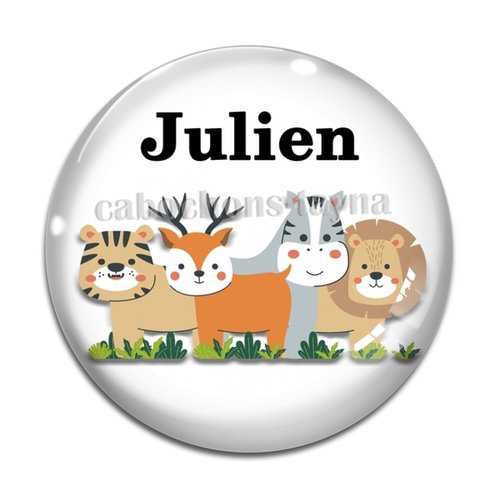 Cabochon personnalisable prénom, cabochon animaux enfant, résine ou verre rond différente taille