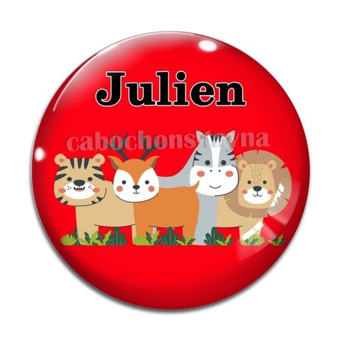 Cabochon personnalisable prénom, cabochon animaux enfant, résine ou verre rond différente taille