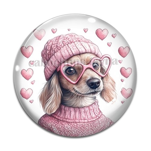 Cabochon chien, en résine ou en verre différente taille