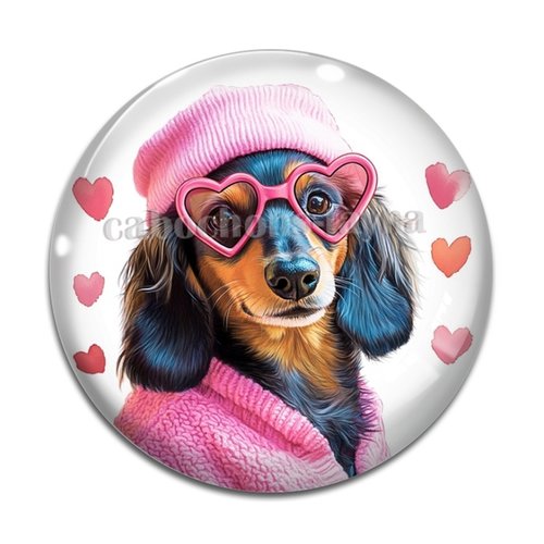 Cabochon chien, en résine ou en verre différente taille