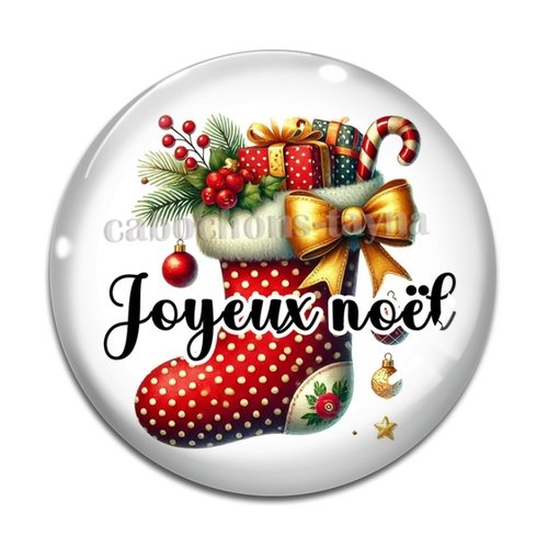 Cabochon botte joyeux noël , cabochon résine, verre rond différente taille