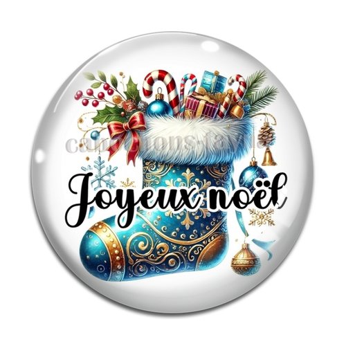 Cabochon botte joyeux noël , cabochon résine, verre rond différente taille