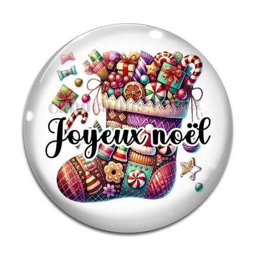 Cabochon botte joyeux noël , cabochon résine, verre rond différente taille