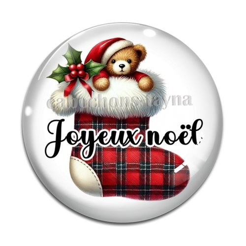 Cabochon botte joyeux noël , cabochon résine, verre rond différente taille
