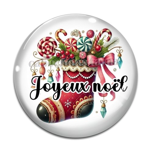Cabochon botte joyeux noël , cabochon résine, verre rond différente taille