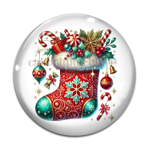 Cabochon botte de noël, cabochon résine, verre rond différente taille