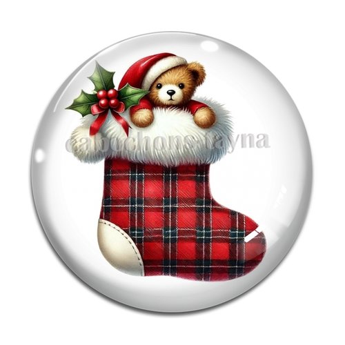 Cabochon botte de noël, cabochon résine, verre rond différente taille