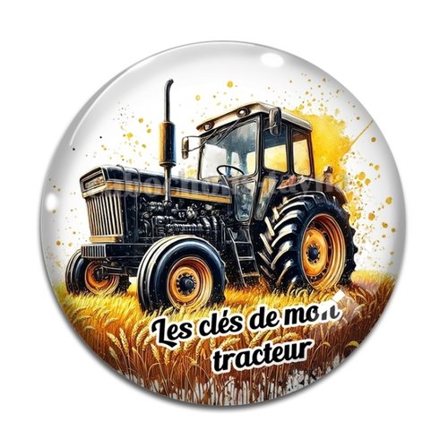 Cabochon les clés de mon tracteur, cabochon résine, verre rond différente taille