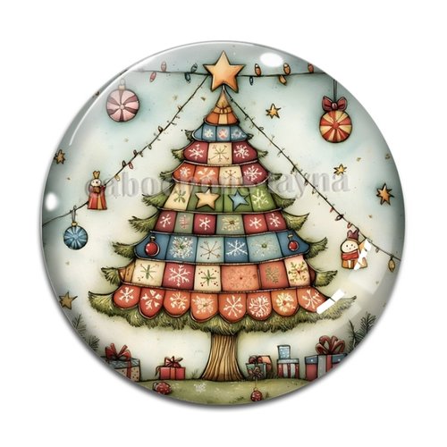 Cabochon sapin de noël, cabochon résine ou verre rond différente taille