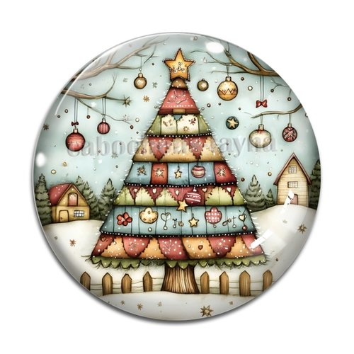 Cabochon sapin de noël, cabochon résine ou verre rond différente taille
