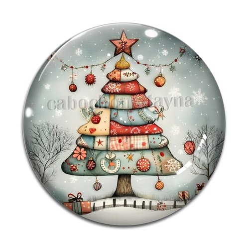 Cabochon sapin de noël, cabochon résine ou verre rond différente taille