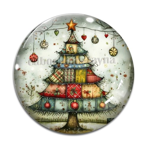 Cabochon sapin de noël, cabochon résine ou verre rond différente taille