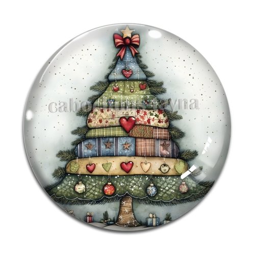 Cabochon sapin de noël, cabochon résine ou verre rond différente taille