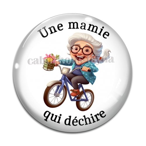 Cabochon mamie qui déchire, cabochon résine ou verre rond différente taille
