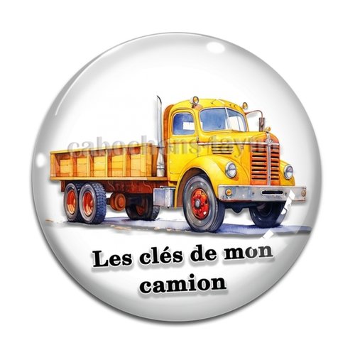 Cabochon les clés de mon camion, cabochon résine, verre rond différente taille