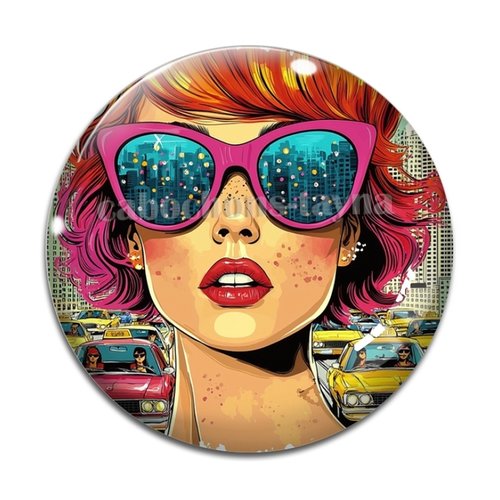 Cabochon fille pop, cabochon résine ou verre rond différente taille