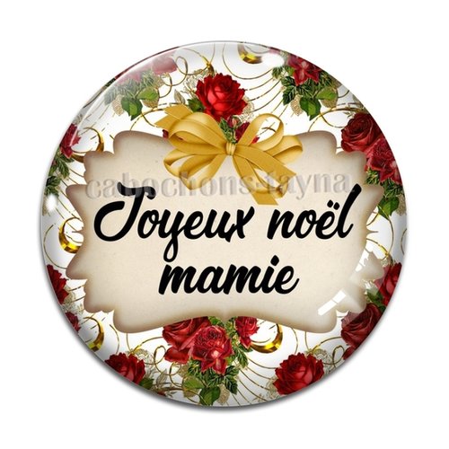 Cabochon joyeux noël mamie, cabochon résine ou verre rond différente taille