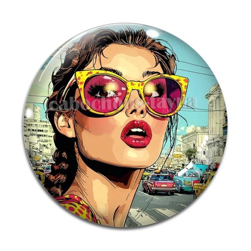 Cabochon fille pop, cabochon résine ou verre rond différente taille