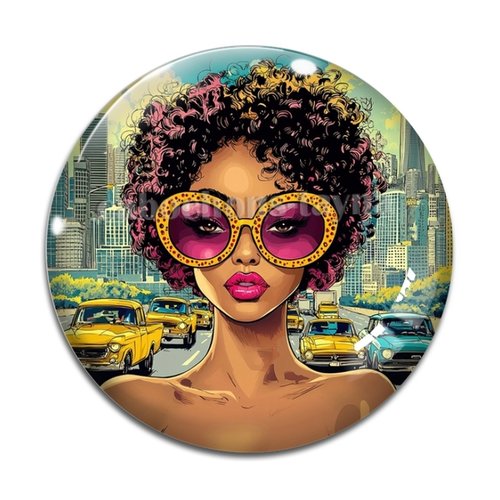 Cabochon fille pop, cabochon résine ou verre rond différente taille