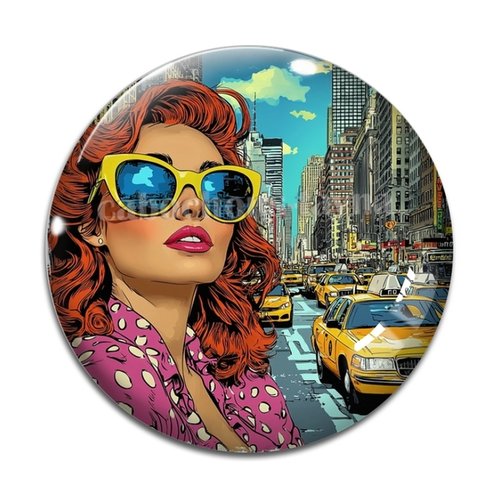 Cabochon fille pop, cabochon résine ou verre rond différente taille