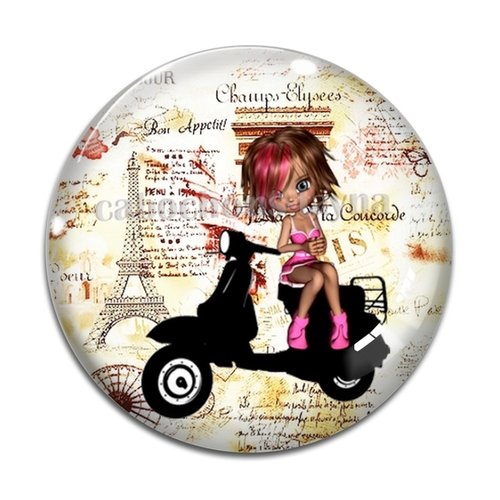 Cabochon fille adolescente, résine ou verre différente taille