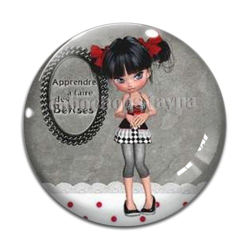 Cabochon fille adolescente, résine ou verre différente taille