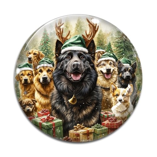 Cabochon chien de noel , cabochon résine, verre rond différente taille