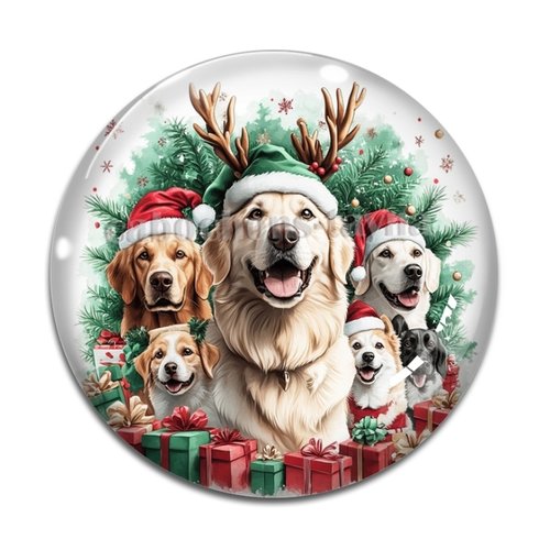 Cabochon chien de noel , cabochon résine, verre rond différente taille