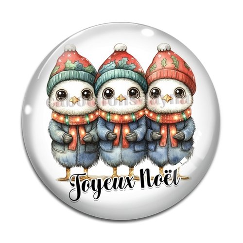 Cabochon pingouin joyeux noel , cabochon résine, verre rond différente taille