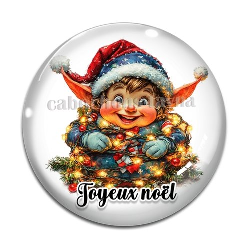 Cabochon lutin joyeux noel, résine ou en verre différente taille