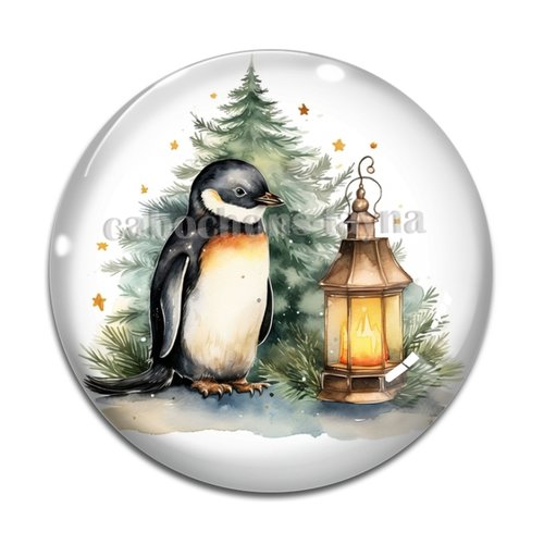 Cabochon pingouin, cabochon résine, verre rond différente taille